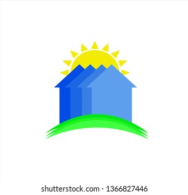 vector logo of building with land for property and real estate business