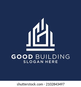 Vector logo building towers and skyscrapers building logo shaped letter g