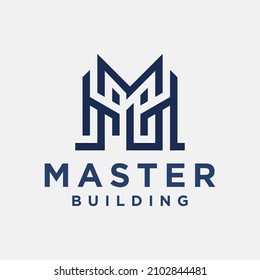 torres de construcción de logotipos vectores y rascacielos marca del logotipo m