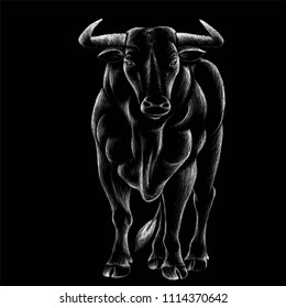 
The Vector logo bull for T-shirt design or outwear.  Hunting style bull background.