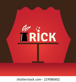 vector logo with bunny in the hat and word trick