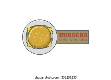 vector logo burger for menu restaurant or cafe