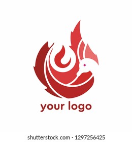 Vector logo with a burning candle. Fiery Swan Logo. Candle logo.