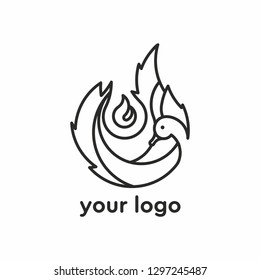Vector logo with a burning candle. Candle Shop Logo. Candle logo. Swan on fire. Candle logo.