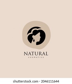 Vector Logo for business in the industry of beauty, health, personal hygiene. Linear stylized image of a female face. Logo for beauty salon, health industry, makeup artist, young girl. Abstract faces.