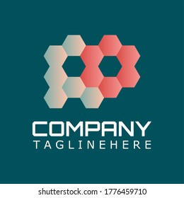 Vector logo for business, technology and applications with connected hexagon illustrations forming the initials "ap" dark background.