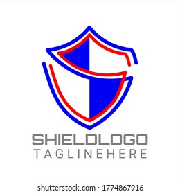 Vector logo for business and technology with red and blue lines forming an illustration of the initial shield "S".