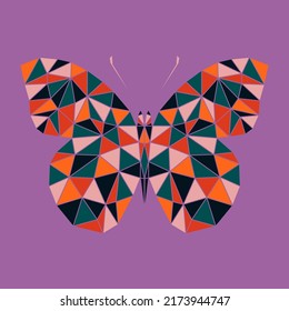 vector logo butterfly stained glass, colourfull concept