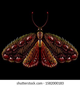 The Vector logo butterfly for tattoo or T-shirt design or outwear.  Cute print style butterfly background. This drawing is for black fabric or canvas.
