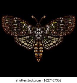 The Vector logo butterfly for tattoo or T-shirt design or outwear.  Cute print style butterfly background. This drawing is for black fabric or canvas.