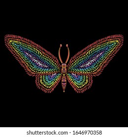 The Vector logo butterfly for tattoo or T-shirt design or outwear.  Cute print style butterfly background. This drawing is for black fabric or canvas