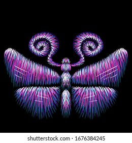 The Vector logo butterfly for tattoo or T-shirt design or outwear.  Cute print style butterfly background. This hand drawing is for black fabric or canvas. 
