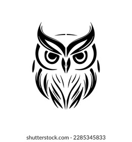 Logo vectorial de búho con un estilo bw y minimalista.
