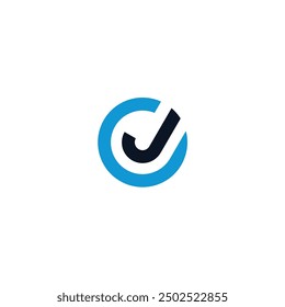 vector logo C blue round icon technology