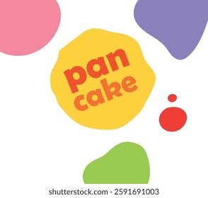 Vector logo for cafe or restaurant Hot pastries pancake. Logo for menu. Red purple green design. Sign icon for bakery. Simple convenient symbol. Kitchen cooking logotype. Flat isolated Illustration