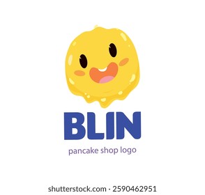 Vector logo for cafe or restaurant pastries, pancake, cace, blin.