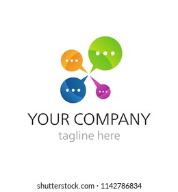 Vector logo for call center or online support with four colorful diaog boxes