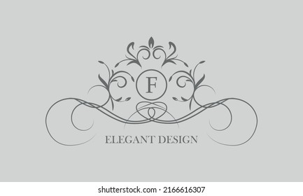 Vektorlogo für kalligrafische Luxuslogos und Monogramme mit dem Buchstaben F in der Mitte.