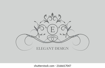Vector logo for calligraphic luxury logos and monograms with the letter E in the center.