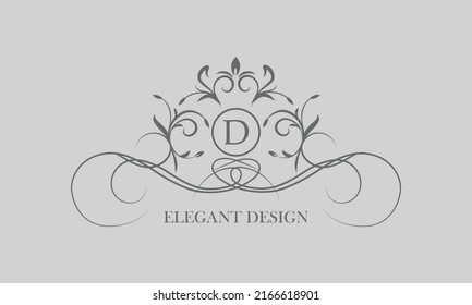 Logotipo vectorial para logotipos caligráficos de lujo y monogramas con la letra D en el centro.