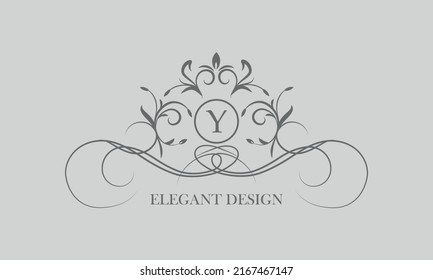 Vector logo for calligraphic luxury logos and monograms with the letter Y in the center.