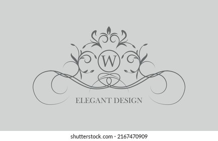 Vector logo for calligraphic luxury logos and monograms with the letter W in the center.
