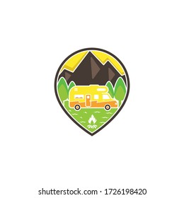 vector logo camping and caravan