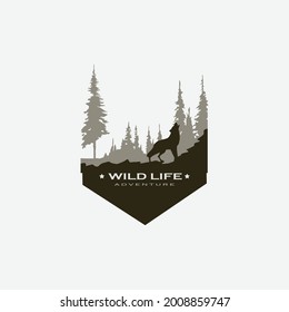 Vector logo Camping outdoor adventure emblem, badge and logo patch. Mountain tourism, hiking. Jungle camp label in vintage style good for outdoor