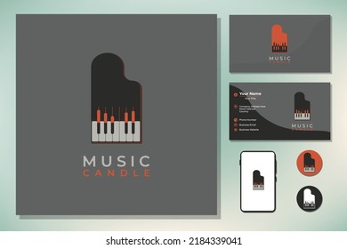 Vector logo candlestick with piano