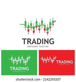  Vector logo with candlestick trading chart analyzing in forex