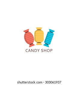 Vector logo of candy shop. Template icon of candies.