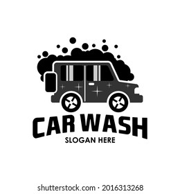 Vector logo of a car being cleaned suitable for car washing 