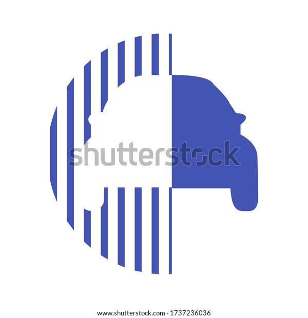 vector logo car blue with stripes, car in\
half. logo design for car dealerships, repair of cars, their noise\
insulation
