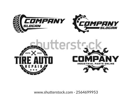 Vector logo of car parts, auto repair, tires logo