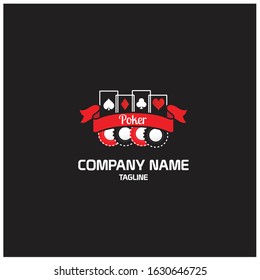 Vector logo with card and coin elements. Can be used for casino companies