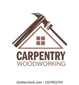 Vector logo of carpentry workshop and woodwork