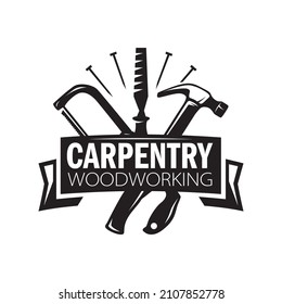 Vector logo of carpentry workshop and woodwork