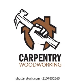 Vector logo of carpentry workshop and woodwork