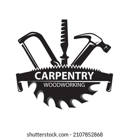 Vector logo of carpentry workshop and woodwork