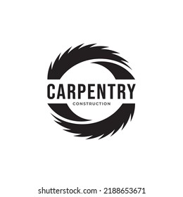 Vector logo of carpentry workshop and woodwork.