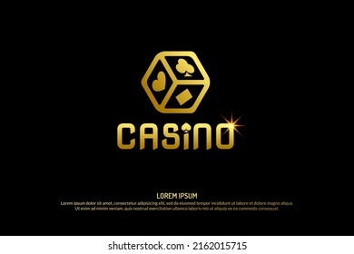 Vector logo for casino gambling gold dice sign. Gold dice design logo template.