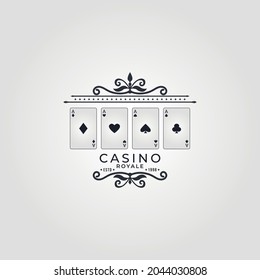 Vector logo for Casino. vintage Poker and casino set of vector black gambling emblems, labels, badges or logos