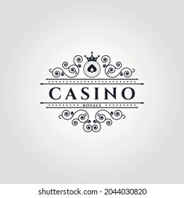 Vector logo for Casino. vintage Poker and casino set of vector black gambling emblems, labels, badges or logos