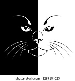 The Vector logo cat for design a black and white background.