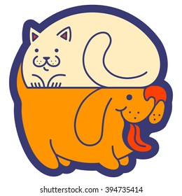 Vector logo with cat and dog