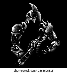 The Vector logo cat fantastic robot android of the future warriorar.  Cute print style fantastic robot android of the future warrior background.