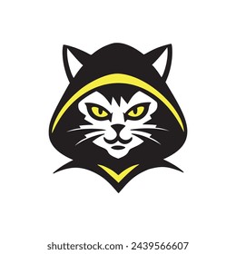 Vector logo of a cat in a hood on a white background