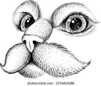 The Vector logo cat for tattoo or T-shirt design or outwear.  Cute print style cat background. This drawing would be nice to make on the black fabric or canvas.