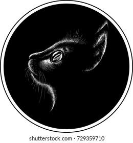 The Vector logo cat for tattoo or T-shirt design or outwear.  Cute print style cat background.
