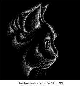 The Vector logo cat for tattoo or T-shirt design or outwear.  Cute print style cat background.